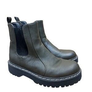 Sincerely Jules Hippie Olive Green Platform Lug Sole Chelsea Boots Size 6.5 M